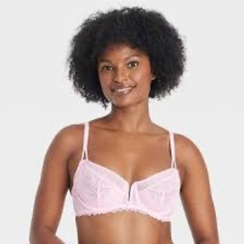 Auden Pink‎ Lace Unlined Comfort Wire Balconette Bra 44D